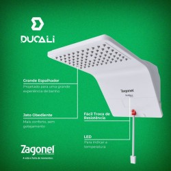 Ducha Ducali Eletrônica 7500W 220V Branca Zagonel