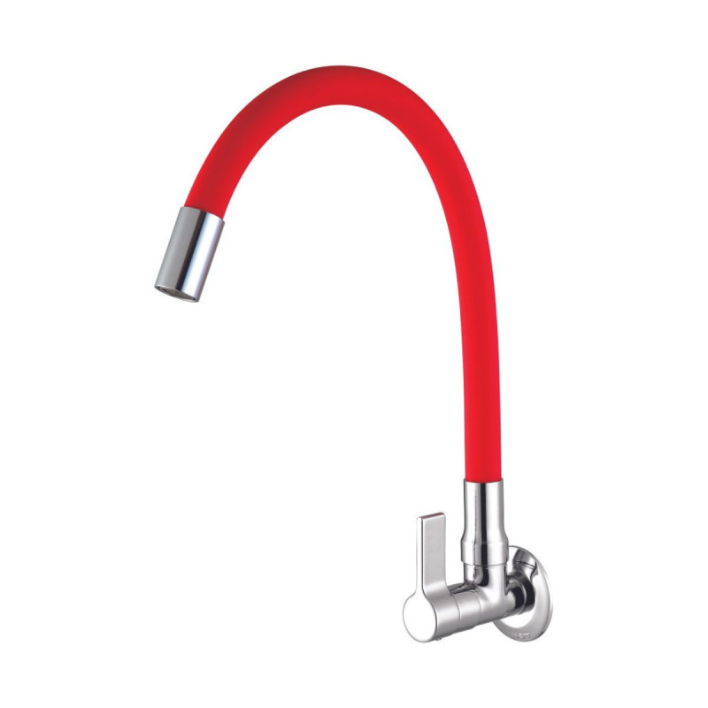 Torneira Cozinha de Parede 1165 BM C 36 Bica Móvel 1/4 de Volta Vermelho com Cromado 27111.2.32 Meber