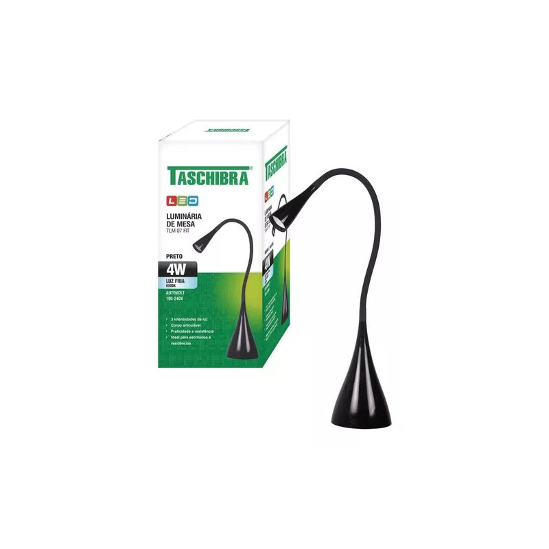 Luminaria de Mesa Taschibra Preta TML 07 LED 4W