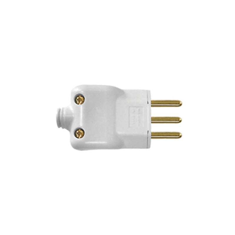 Plugue Macho 3 Pinos 2P + T Prensa Cabo 10A Branco Ilumi