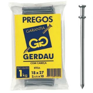 Prego Cabeça Dupla 17 x 27 Gerdau 1Kg