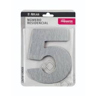 Numero para Casa Adesivo 5 Aço Escovado Atlas