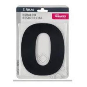 Numero para Casa Adesivo 0 Preto Atlas