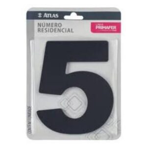 Numero para Casa Adesivo 5 Preto Atlas
