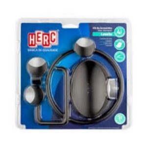 Kit Acessorios Lavello 4 peças Preto/Cromado Herc