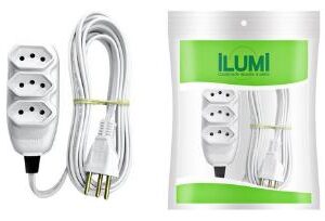Extensao com Cabo PP 3 vias 3mts 10A Branco