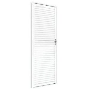 Porta Laminada Alumínio Branco 37mm Esquerda 215 x 84cm Soft Brasil Esquadrias