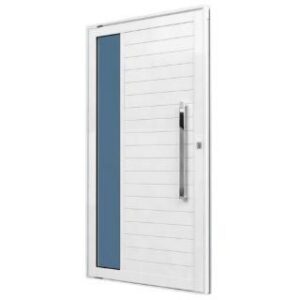 Porta Pivoltante Vid. Fume e Pux. Polido Alumínio Branco 60mm Esquerda 217 x 104cm Premium Brasil Esquadrias