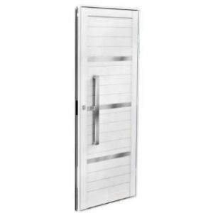 Porta Lambri Alumínio Branco 37mm Pux. Polido Esquerda 215 x 84cm Premium Brasil Esquadrias