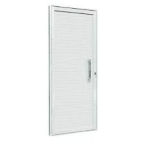 Porta Lambri Alumínio Branco 37mm Pux. Polido Direita 215 x 84cm Premium Brasil Esquadrias