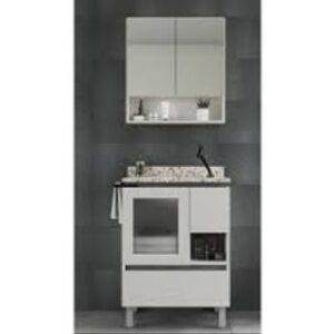 Conjunto Balcao Verre 600 com pe Bianco Amarelo Gaam