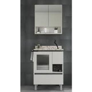 Conjunto Balcao Verre 600 com pe Bianco Amarelo Gaam