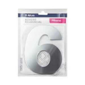 Numero para Casa Adesivo 6 Aço Escovado Atlas