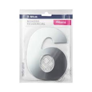 Numero para Casa Adesivo 6 Aço Escovado Atlas